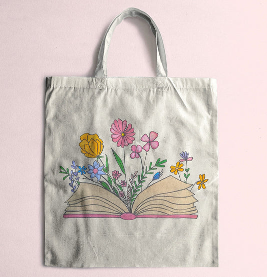 Floral Book Bloom Tote Bag - Artisan Mirage