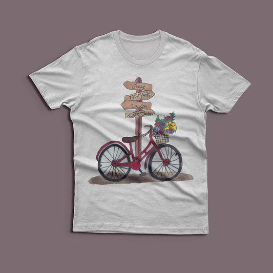 Hand - Painted Adventure Road Bike T-Shirt - Artisan Mirage