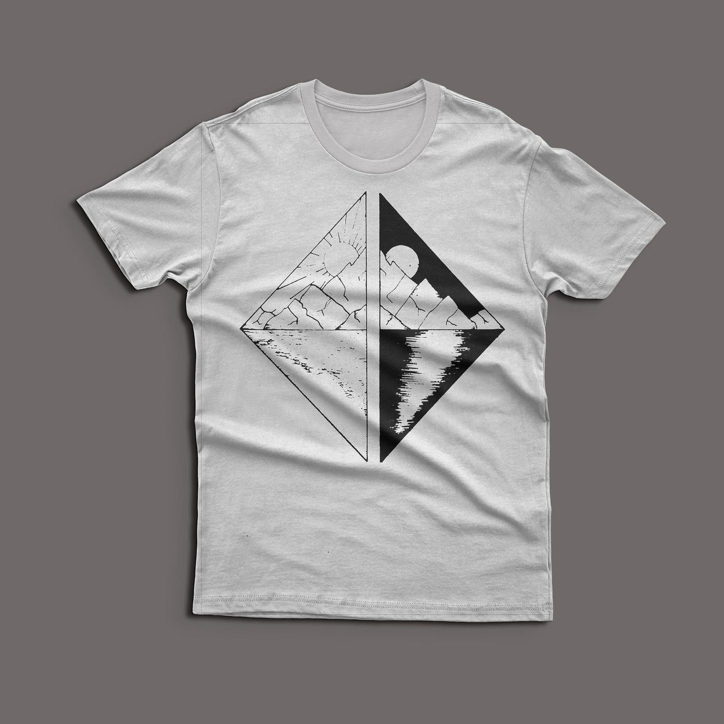 Mountain Reflection - Geometric Nature Graphic T - Shirt - Artisan Mirage