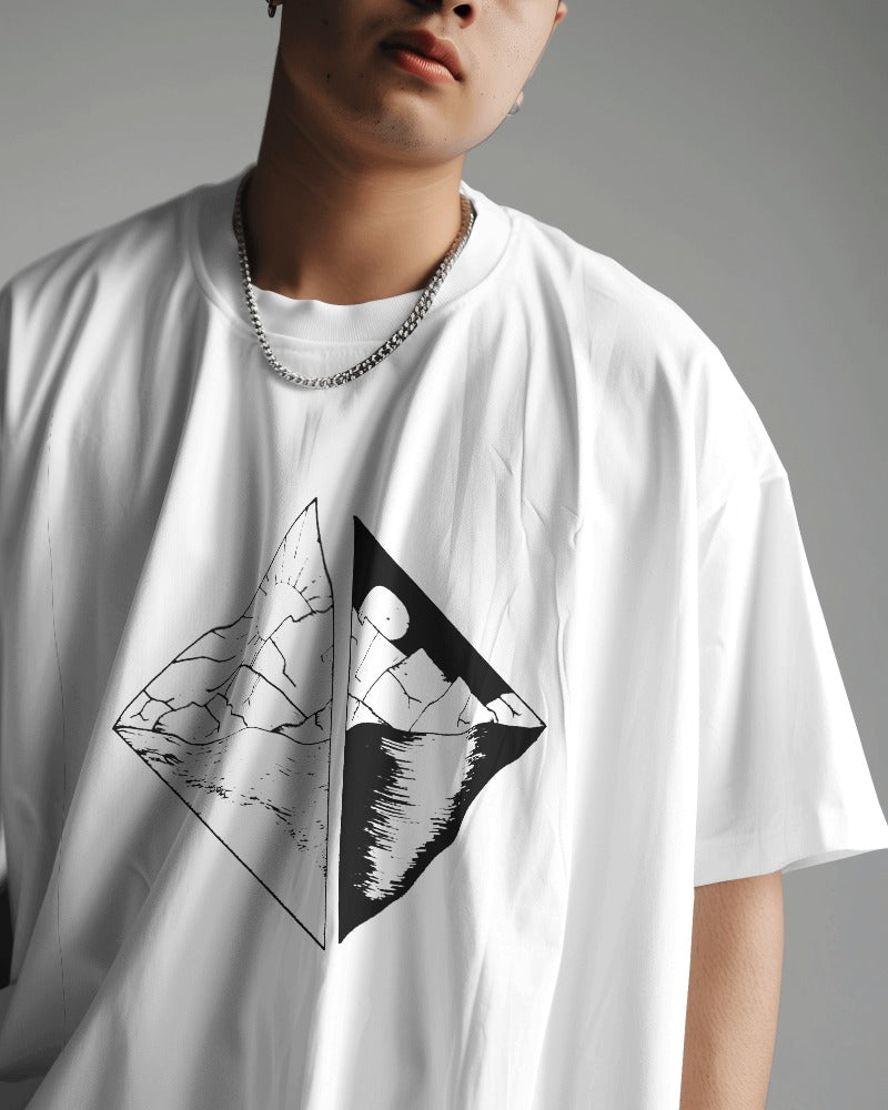 Mountain Reflection - Geometric Nature Graphic T - Shirt - Artisan Mirage