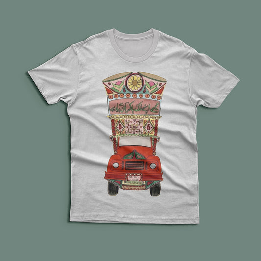 Pakistani Truck Art - Vibrant Red Truck Graphic T - Shirt - Artisan Mirage