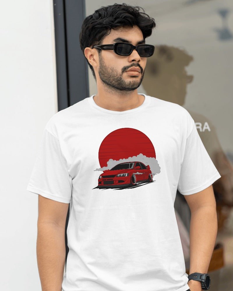 Rising Sun - Classic Red Car Graphic T - Shirt - Artisan Mirage